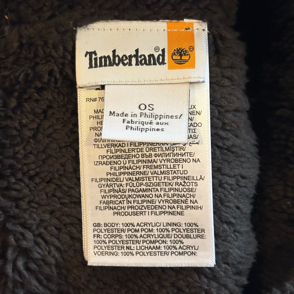 Timberland Black Knit Beanie with Pom-Pom 044 - Picture 4 of 5